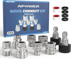 Pressure Washer Quick Connect Kit, M22-14mm to 3/8" Male Female Quick Disconnect Kit for Power Washer, 3/4 Inch Hose Fittings Adapter Set, Stainless Steel, 9 pcs