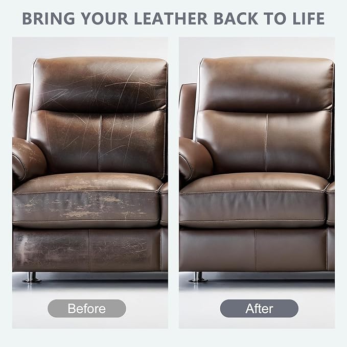 Leather Recoloring Balm & Color Restorer | Light Brown Leather Dye, Paint & Repair Kit for Furniture, Couches, Car Seats, Shoes|Restore Faded & Scratched Surfaces
