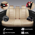 Full Coverage Faux Leather Car Seat Covers Full Set,Automotive Seat Covers for Cars,SUVs Pick-up Truck, Car Seat Cushion, Beige Seat Covers for 5 Seats,Car Seat Protector