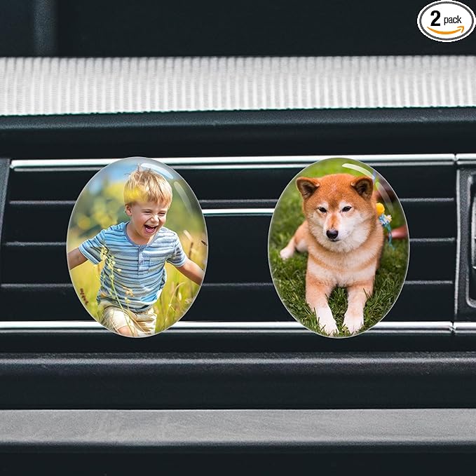 Custom Aromatherapy Air Vent Clip with Photo - Personalized Crystal Car Air Freshener - Customized Air Purifier Scented Crystal Clip for Interior Decoration