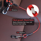 VIVAGLORY Dog Seat Belt Tuffbelt Dog Car Harness, Seatbelt with Clip & Hook for Car Travel, Chew Proof Anti Chew Unchewable Metal Safety Tether Restraint, XS, Red