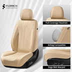 FLORICH Front Seat Covers, Leather Car Seat Covers Luxury Automotive Seat Covers Waterproof Car Seat Protectors Universal Fit for Most Cars SUV Trucks Vehicles, Beige