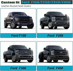 GIANT PANDA 2 Pcs Front 3D Air Mesh Car Seat Cover Custom Fit Ford F150 F250 F350 F450 SuperCrew/Crew Cab Pickup Trucks,Breathable Cooling Seat Protector with Composite Sponge Inside(Gray)