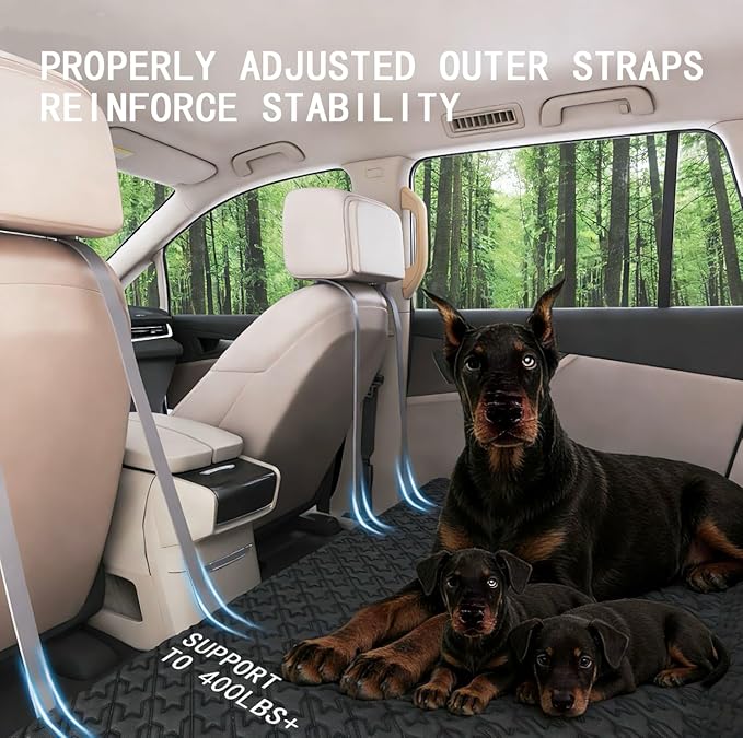 Upgraded Durable Hard Bottom Dog Car Seat Cover with EPE Sponge Cushion, Foldable Dog Rear Seat Protector, Waterproof Pet Car Seat Hammock, Seamless Dogs Back Seat Extender for SUV Truck(XL)