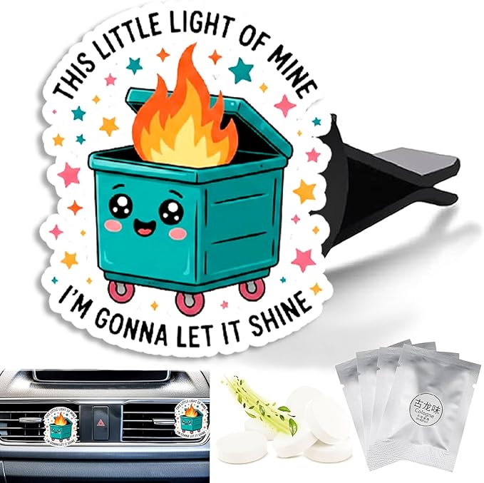 Cute Car Air Freshener Clips Dumpster Fire Car Vent Clips Dumpster Fire Cars Scents Cologne Air Conditioner Clip Auto Vent Interior Decoration Cars Accessories Funny Gifts for Men Women,Friends
