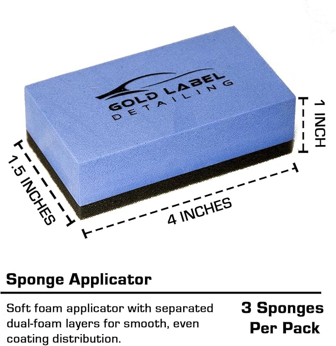 Sponge Applicator Kit 3 Pack with Microfiber Cloths | Perfect for Ceramic Coating, Nano Coating, Glass Coating, Tire Shine Detailing (4" Sponge Kit)