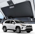 Wigoo 2025 Upgrade Car Windshield Sun Shade [100% Light Block, 4th-Gen Cooling Tech] Foldable Heat Insulation Interior Sun Visor with Storage Bag for Sedans/SUVs/Hatchbacks (M (64"x32")