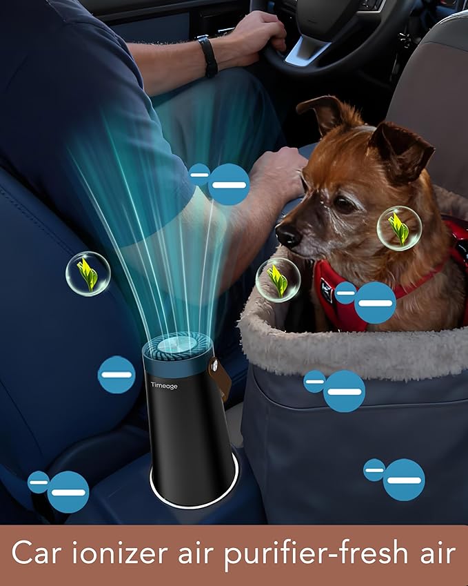 Ozone Generator for Car -Clean Smoke Odor from Car, Foul Smell from Bathroom; Plus Ionic Air Purifier for Home to Purify Dust, Pollen- Portable Deodorizer, Office, Pet Room Sky Blue