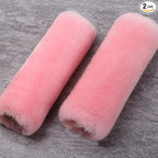 OGLAND 2 Pack Automotive Authentic Sheepskin Car Seat Belt Pads, Soft Shoulder Pad, Neck Cushion Protector, Genuine Natural Merino Wool (Korean Pink)
