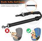 SlowTon Dog Seat Belt for Car, Adjustable 3 in 1 Dog Seatbelt with Elastic Bungee Buffer, Nylon Heavy Duty Dog Car Harness Reflective Safety Tether Leash with Latch Hook Clip Black 35.5"
