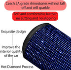 Bling Car Center Console Cover, Crystal Rhinestone Vehicle Armrest Cover Cushion with 2 Storage Bags for Women Girls, Diamond Auto Storage Box Protector Pad, Universal Fit (Blue)