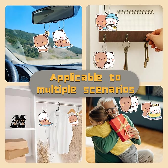 Bubu and Dudu Car Air Freshener Pads 6 PCS,Cute Car Accessories Mirror Decor Gifts for Bubu and Dudu Fans,Multi-Scent Air Freshener Pads for Closet,Bathroom,Bedroom & Office