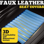 LINGVIDO Full Set Car Seat Covers, Faux Nappa Leather, Airbag Compatible and Waterproof Protectors for Sedans SUVs, Breathable Interior for Active Families, Pets, and Commuters (5 Seats, Black/Blue)