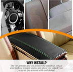 Car Center Console Cover, PU Leather Vehicle Armrest Seat Box Cover Protector, Comfortable Automotive Interior Arm Rest Cushion Pad Accessories, Universal for SUV Sedan Truck (Back/Green)