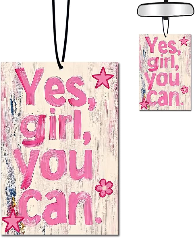 Yes You Can Car Air Freshener Hanging, Empowering Gifts for Women New Driver Auto Decor Rearview Mirror Hanging Accessories, Motivational Aromatherapy for Cars Interior or Locker
