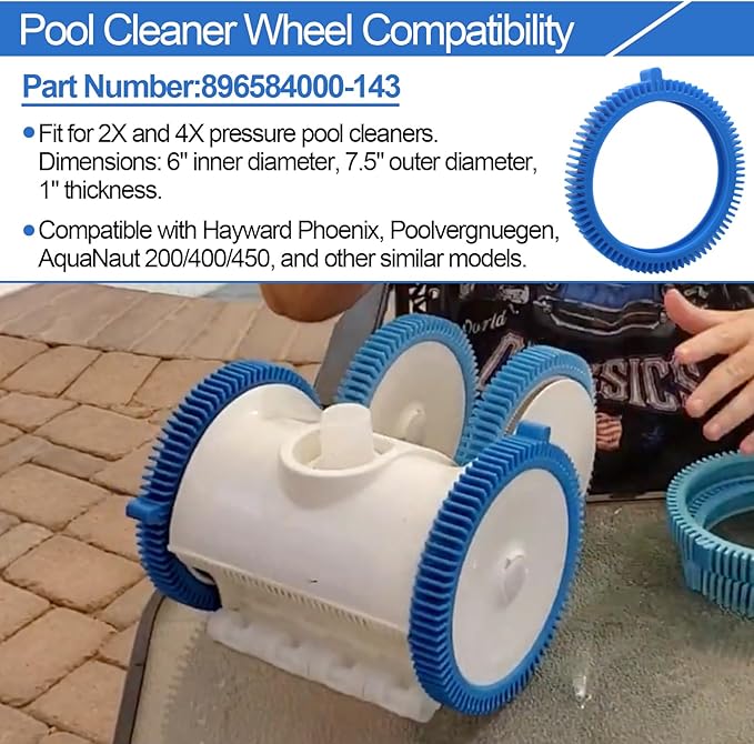896584000-143 Front Tire Kit with Super Hump Replacement Tires for Poolvergnuegen Select and Hayward Phoenix Pool Cleaner Wheel (4Pcs Front Tires)