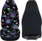 Bat Spiderweb Mushroom Car Front Seat Covers Full Set of 2,Universal Bucket Seats Protector,Fit for Most Vehicles