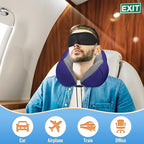 CloudBliss Travel Pillow Premium Memory Foam, Comfortable & Supportive Neck Pillow, Neck Pillows for Sleeping Travel, Airplane Pillow for Sleeping Airplane, Car, Office and Home（Black & Navy）
