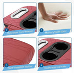 wuyaoyao Car Center Console Armrest Pillow, 13.78"×7.48"×2.56" Leather Arm Rest Cover for Cars, Memory Foam Auto Armrest Cushion Pad with Pocket, Cup Holder & Tissue Box, Car Accessories (Wine Red)