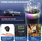 Smart Car Diffuser for Essential Oil with Smart Spray Modes (3 Settings) & Essential Oil Monitor, USB-C Rechargeable, Auto On/Off,Long Lasting (3 Scents Refills) Car Scent with 4 Ambient Light