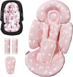 Newborn Car Seat Insert, Head and Body Support, Reversible Infant Insert Compatible with Baby Carseat, Stroller, Mamaroo Swing, Rocker, Bouncer. Baby Car Seat Cushion - Pink Floral
