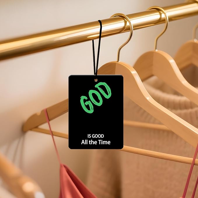 God Is Good Car Air Freshener 4 Pcs, Christian Religious Quote Scented Hanging Decor for Women Men, Vehicles Home Church, Faith Based Mirror Gift