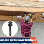 Tandefio 100 Pack 1/2''x 3'' Ceramic Black Lag Screw Kit with Washers Hex Lag Bolts Wood Screws Heavy Duty Hot Dip Galvanized Double Layer for Wood Decks Fences
