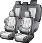 Coverado Car Seat Covers Full Set, Car Seat Protector Waterproof, Nappa Leather Car Seat Cushion, Seat Covers for Cars, Front Seats and Back Universal Fit for Most Cars