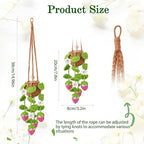Crochet Car Air Freshener, 8ml Empty Refillable Oil Diffuser Bottle with Hanging Crochet Pink Strawberry Plant & Hanging Tools, Car Rearview Mirror Diffuser for Wall Art & Home & Office Decoration