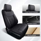 Huidasource Tacoma Car Seat Covers, Nappa Leather Truck Seat Cushion Cover Fit for Toyota Tacoma 4th Gen 2024-2026 Double/Crew Cab SR, SR5, Limited, TRD Sport/Off-Road,Trailhunter (Full Set/Black)