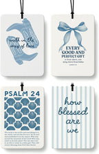 Blue Western Christian Car Air Freshener 4 Pcs Coconut Scented, Religious Car Accessories Mirror Decor for Women, Preppy Cowgirl Beach Hanging Air Freshener for Cars Closet Drawer Books