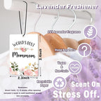 Mommom Grandma Gifts Car Air Freshener Accessories 3pcs,World's Best Gifts for Granmda Christmas, Pink Flower Rustic Hanging Scent Lavender Fragrance Card for Women Closet Bathroom Home Decor