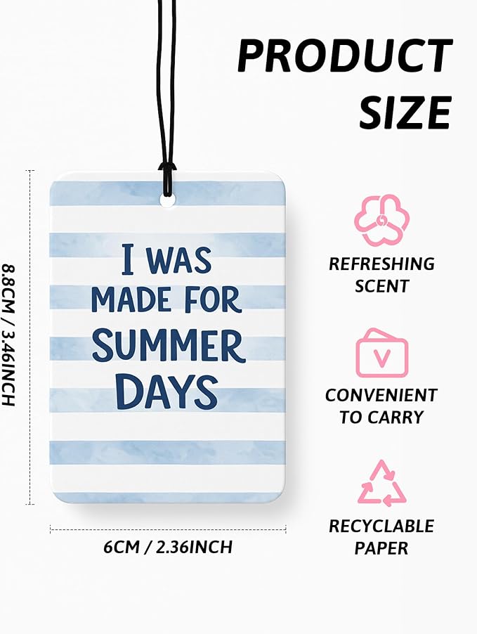 Summer Beach Car Air Freshener 4 Pcs, Coastal Preppy Surfboard Coconut Tree Ocean Hanging Air Freshener for Closet Drawer Books, Cute Beachy Car Accessories Mirror Decor for Women