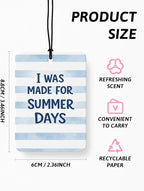 Summer Beach Car Air Freshener 4 Pcs, Coastal Preppy Surfboard Coconut Tree Ocean Hanging Air Freshener for Closet Drawer Books, Cute Beachy Car Accessories Mirror Decor for Women
