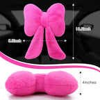 Macarrie 2 Pcs Car Neck Pillow Plush Butterfly Bow Car Headrest Pillow Comfortable Seat Neck Support Cute Head Rest Accessories for Driving Travel Driver Chair Girl Style Interior Decor (Rose Red)