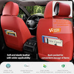 KEYOOG 5-Seater Waterproof and Breathable Nappa Leather Car Seat Covers Full Set, Fit for Front and Rear Seats of Cars, Compatible with Airbags, Car Seat Protector Covers for Most Cars - Wine red