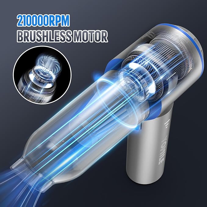 Mini Vacuum Cleaner, 2 in 1 27000PA Brushless Car Vacuum &250000RPM Air Duster 9000mAh Battery Air Blower Wireless Handheld Vacuum for Car,Office and Home (25Kpa)