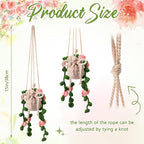 Cute Crochet Plant Car Freshener 12ml Empty Refillable Diffuser Bottle with Plants Hanging Accessories for Rearview Mirror Home Office Decor Women Mother's Day Gifts(Flower)