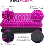 Gel Seat Cushion for Long Sitting, Extra Thick Gel Cushion for Wheelchair Soft Chair Pads for Office Home Chairs Car Seats Long Trips - Back Sciatica Hip Tailbone Pain Relief Cushion (Violet)