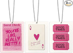 Retro Pink Car Air Freshener, Funky Y2K Good Times Ticket Lucky Girl Ace Card Guest Check Air Freshener Hanging 3 Pcs for Cars Closet Drawer or Books, Girly Car Accessories Mirror Decor for Women