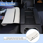 Center Console Armrest Cover Compatible with Toyota Tundra 2022+ Sequoia 2023+ Leather Middle Console Cushion Lid Pad Waterproof Anti-Scratch Armrest Seat Box Cover With Pocket Storage Bag Accessories