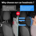Quintor Genuine Leather Car Neck Pillow,Memory Foam Headrest Cushion, Ergonomic Cervical Support for Tesla Model 3/Y/X, Lexus, BMW- Breathable & All-Season Soft (2 PC)