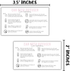 Reed Vent Car Oil Diffuser Care Instruction Card | 50 pk 2x3.5” Freshie Wood Top Car Freshie Insert Package for Selling to DIY Customers