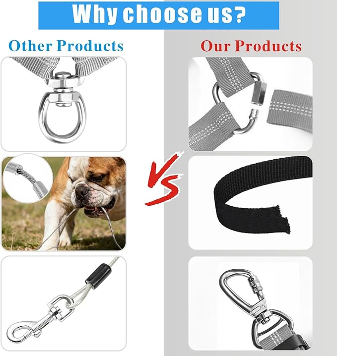 Idepet Dog Seat Belt for Car, 2 Pcs Stainless Steel Chew Proof Dog Seatbelt 3 in 1 Harness for Safety Heavy Duty Pet Seat Belt for Medium & Large Dogs Grey