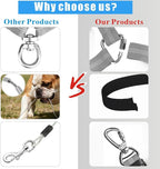 Idepet Dog Seat Belt for Car, 2 Pcs Stainless Steel Chew Proof Dog Seatbelt 3 in 1 Harness for Safety Heavy Duty Pet Seat Belt for Medium & Large Dogs Grey