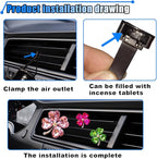 3PCS Bling Four Leaf Clover Car Dashboard Air Vent Trim Clips, Crystal Rhinestone Auto Air Fresheners Outlet Clips, Cute Car Interior AC Decoration Accessories for Women (Big Pink/Small Rose & Green)