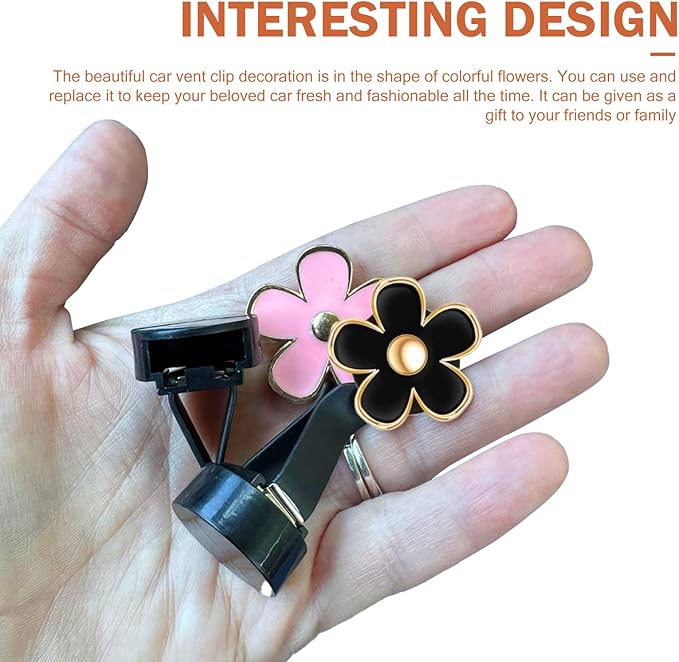 6PCS Car Air Vent Clip, Cute Daisy Air Conditioning Outlet Clip, Car Flower Air Freshener Clip, Auto Interior Decor Accessories for Women and Girls (Rose red-Pink-Black, 6PCS)