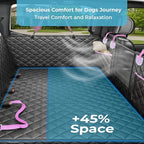 World Trip Dog Car Seat Cover for Back Seat, Hard Bottom 450 LB, 2026 Upgraded Oxford Fabric, Back Seat Extender for Dogs, Mesh Window, Waterproof Scratchproof, Extra Hair Glove, Fits Cars SUVs Trucks