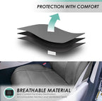 FH Group PU002-1010 Classic Exquisite Leather Bench Seat Covers, Split Bench, Solid Grey Color- Fit Most Car, Truck, SUV, or Van
