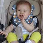 Baby Travel Pillow, Upgrade U-Shape Infant Pillow for Car Seat Pushchair and Stroller, Soft Comfortable Sleep Cushion for Kids Newborn and Toddler -Blue Bear